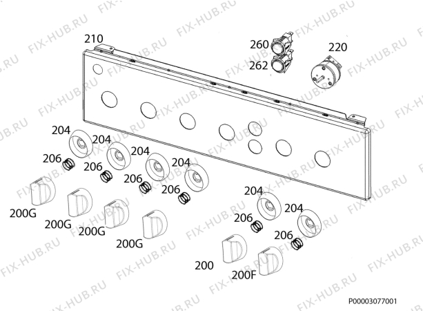 Взрыв-схема плиты (духовки) Zanussi ZCG512G1XA - Схема узла Command panel 037